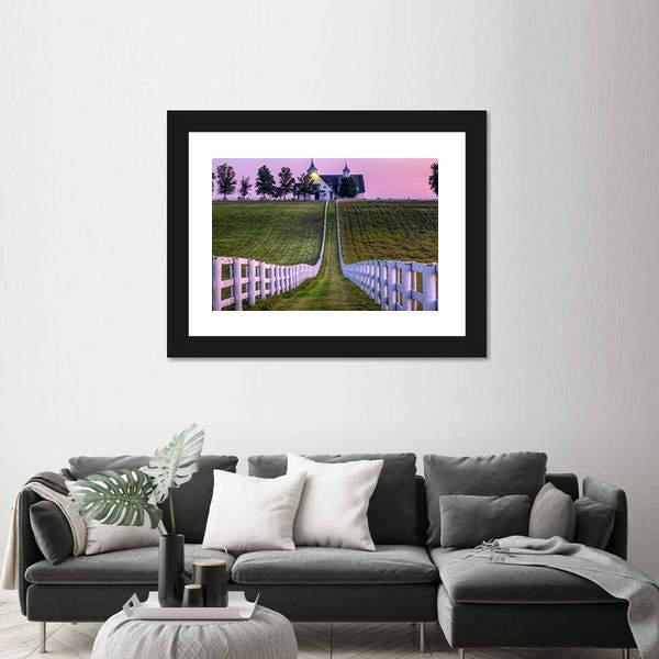 View Of Horse Farm Canvas Wall Art-3 Horizontal-Gallery Wrap-25" x 16"-Tiaracle