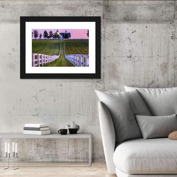 View Of Horse Farm Canvas Wall Art-3 Horizontal-Gallery Wrap-25" x 16"-Tiaracle