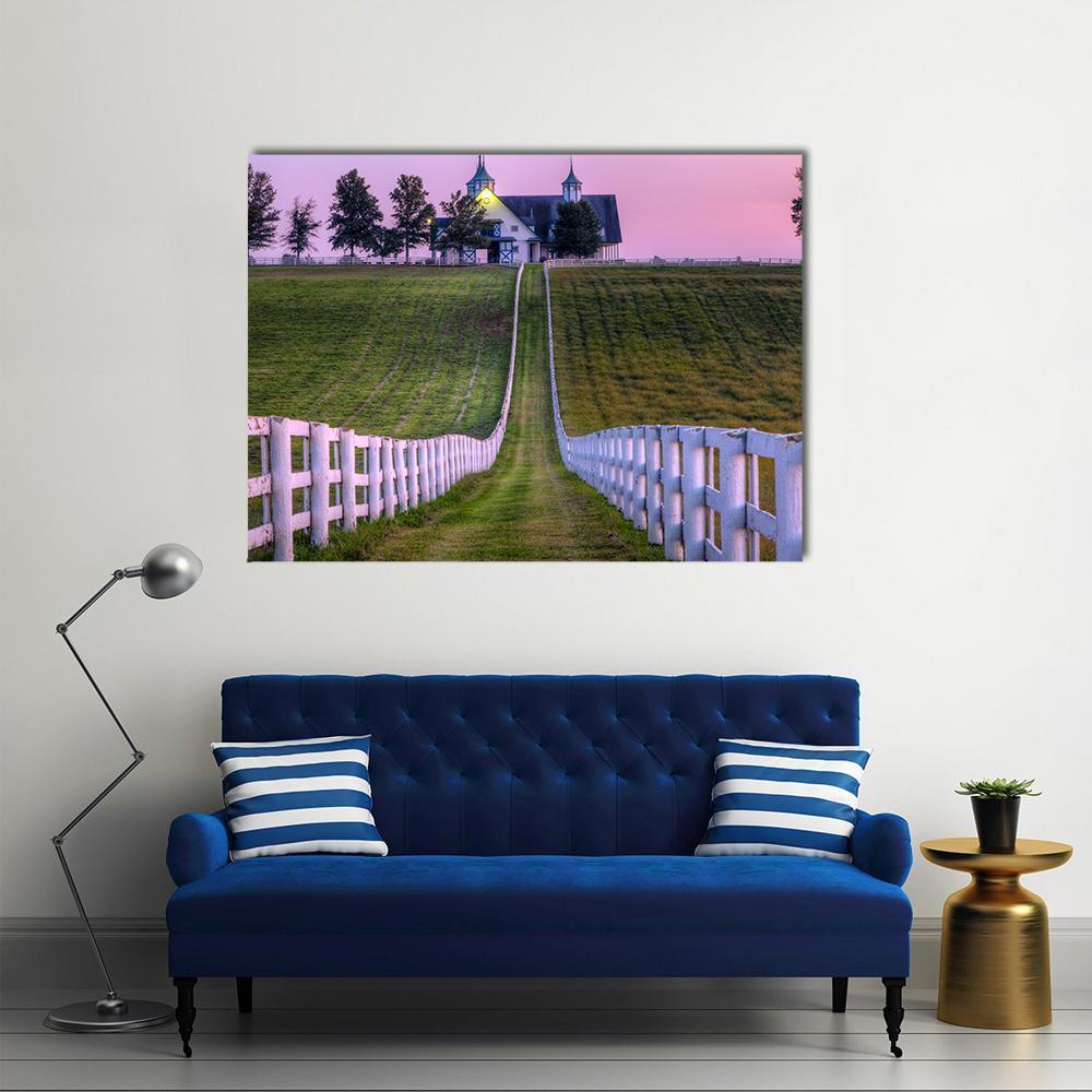 View Of Horse Farm Canvas Wall Art-1 Piece-Gallery Wrap-48" x 32"-Tiaracle