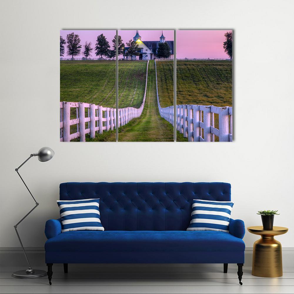 View Of Horse Farm Canvas Wall Art-3 Horizontal-Gallery Wrap-37" x 24"-Tiaracle