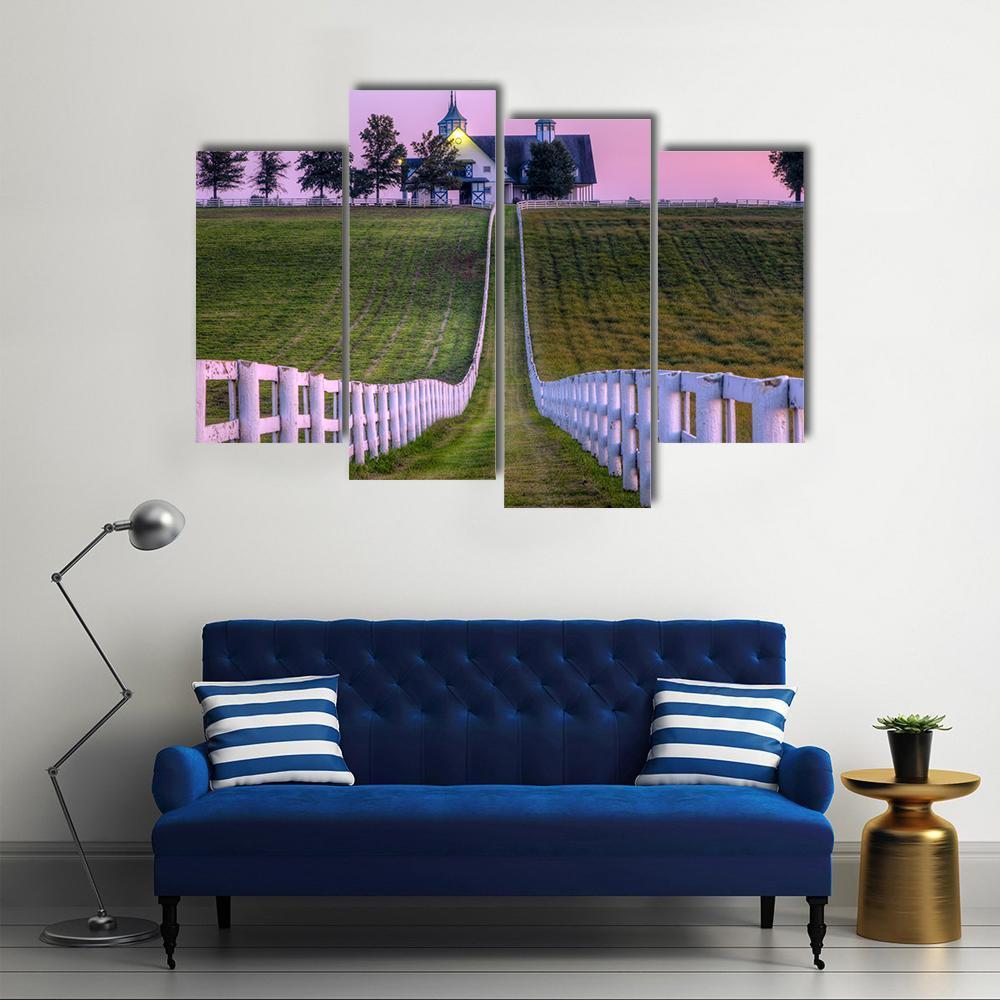 View Of Horse Farm Canvas Wall Art-4 Pop-Gallery Wrap-50" x 32"-Tiaracle