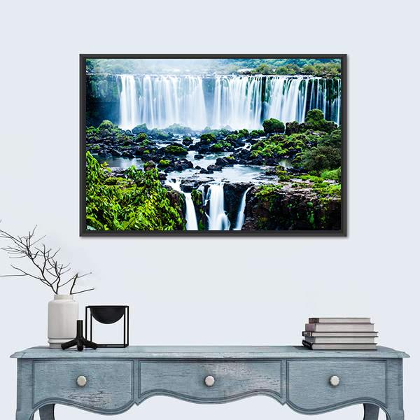 View Of Iguassu Falls Canvas Wall Art-1 Piece-Floating Frame-24" x 16"-Tiaracle