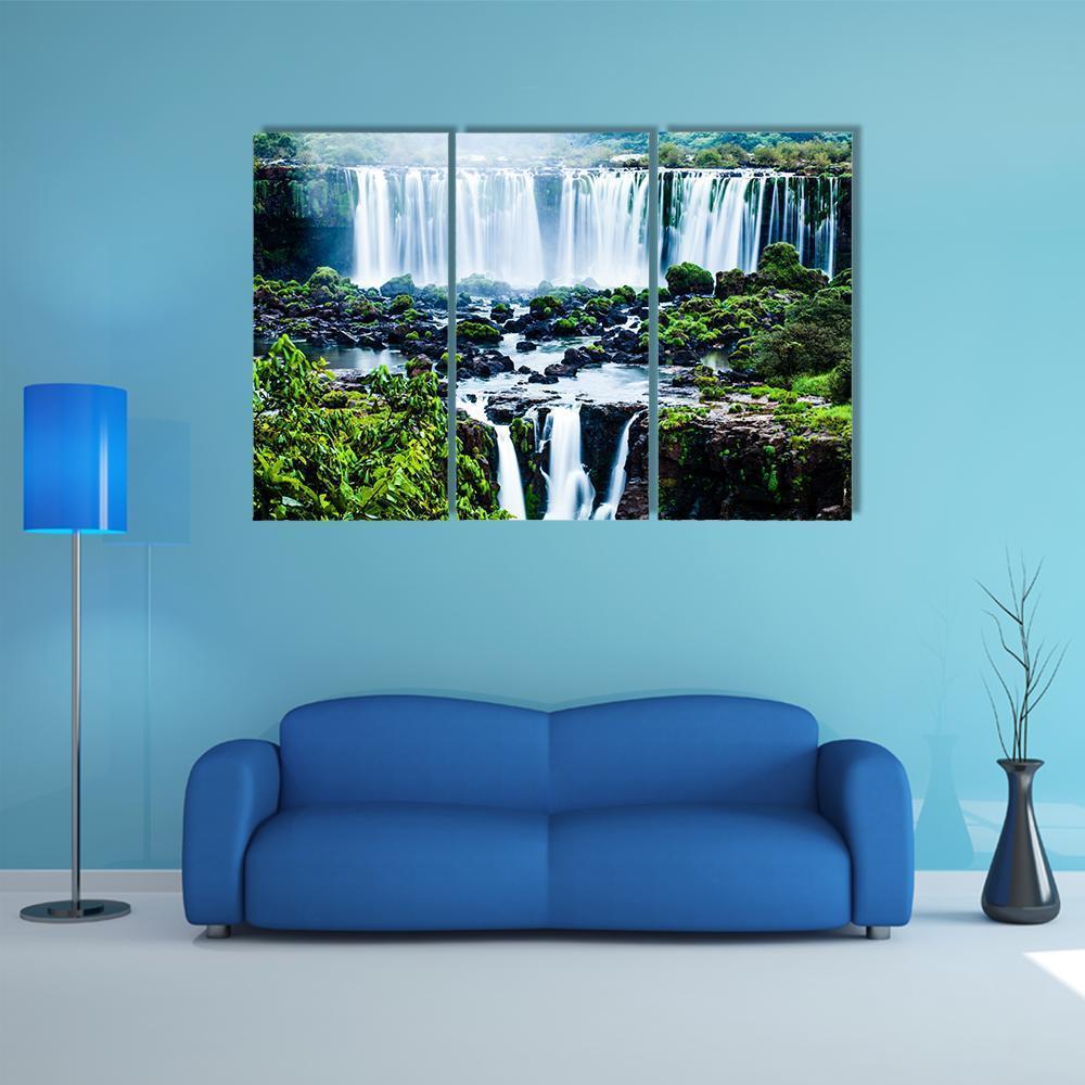 View Of Iguassu Falls Canvas Wall Art-3 Horizontal-Gallery Wrap-37" x 24"-Tiaracle
