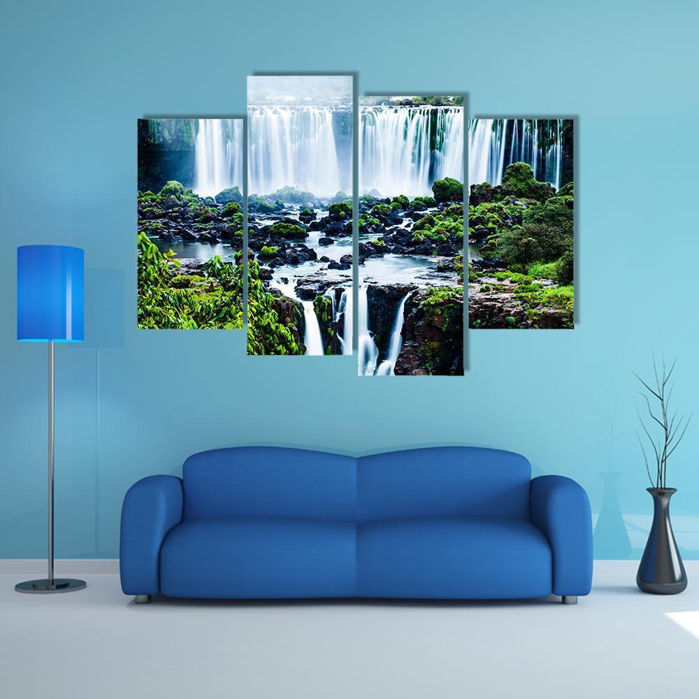 View Of Iguassu Falls Canvas Wall Art-4 Pop-Gallery Wrap-50" x 32"-Tiaracle
