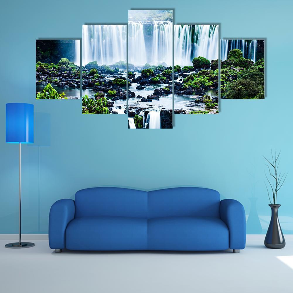 View Of Iguassu Falls Canvas Wall Art-5 Star-Gallery Wrap-62" x 32"-Tiaracle