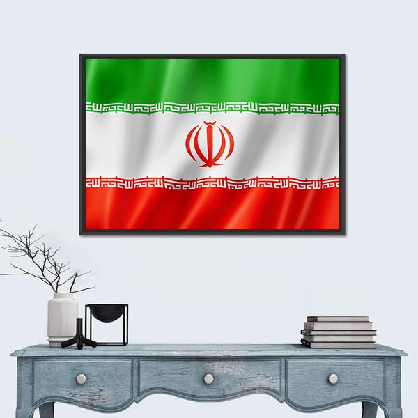 View Of Iran Flag Canvas Wall Art-1 Piece-Floating Frame-24" x 16"-Tiaracle