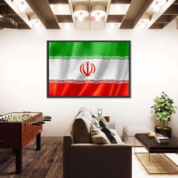 View Of Iran Flag Canvas Wall Art-3 Horizontal-Gallery Wrap-25" x 16"-Tiaracle