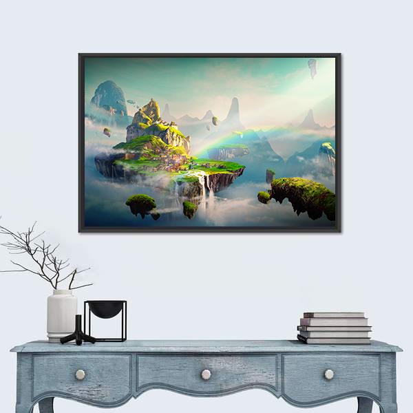 View Of Island Canvas Wall Art-1 Piece-Floating Frame-24" x 16"-Tiaracle