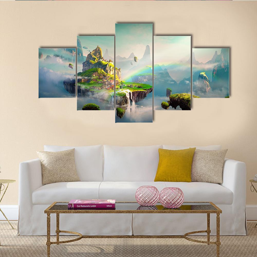 View Of Island Canvas Wall Art-5 Star-Gallery Wrap-62" x 32"-Tiaracle