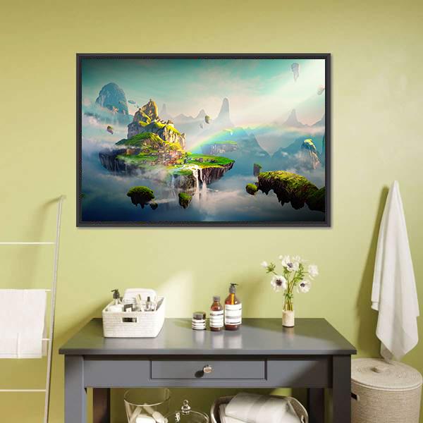 View Of Island Canvas Wall Art-1 Piece-Floating Frame-24" x 16"-Tiaracle