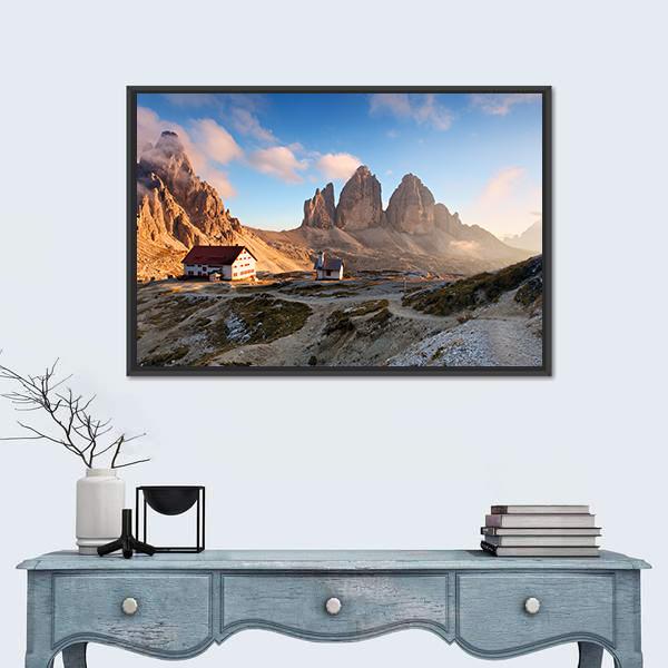 View Of Italy Dolomites Canvas Wall Art-1 Piece-Floating Frame-24" x 16"-Tiaracle