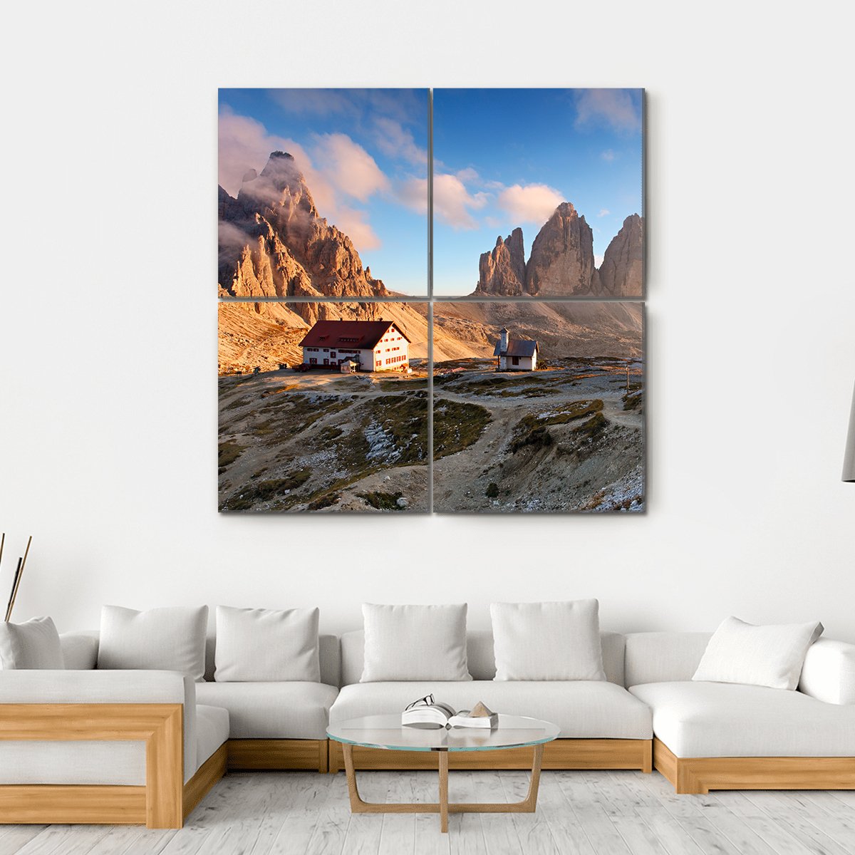 View Of Italy Dolomites Canvas Wall Art-4 Square-Gallery Wrap-17" x 17"-Tiaracle