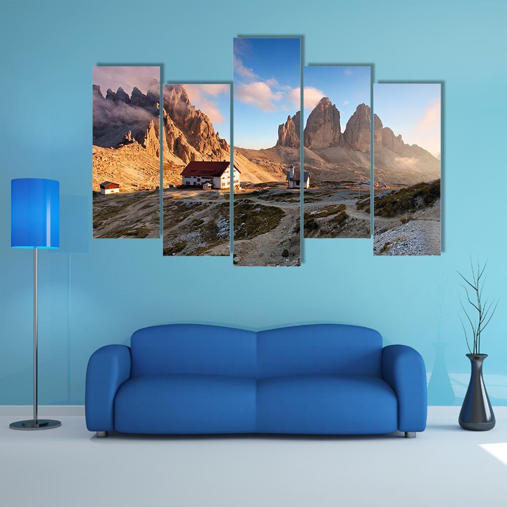 View Of Italy Dolomites Canvas Wall Art-5 Pop-Gallery Wrap-47" x 32"-Tiaracle
