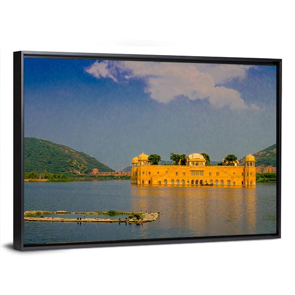 View Of Jal Mahal Water Palace On Man Sagar Lake Canvas Wall Art-3 Horizontal-Gallery Wrap-25" x 16"-Tiaracle