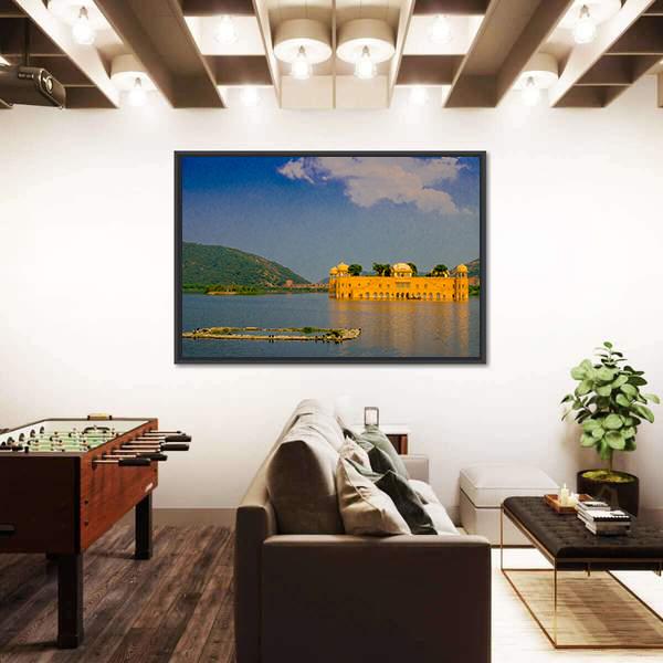 View Of Jal Mahal Water Palace On Man Sagar Lake Canvas Wall Art-3 Horizontal-Gallery Wrap-25" x 16"-Tiaracle