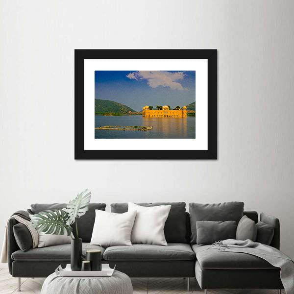 View Of Jal Mahal Water Palace On Man Sagar Lake Canvas Wall Art-3 Horizontal-Gallery Wrap-25" x 16"-Tiaracle