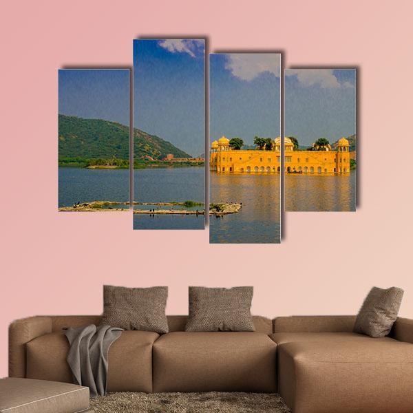 View Of Jal Mahal Water Palace On Man Sagar Lake Canvas Wall Art-4 Pop-Gallery Wrap-50" x 32"-Tiaracle