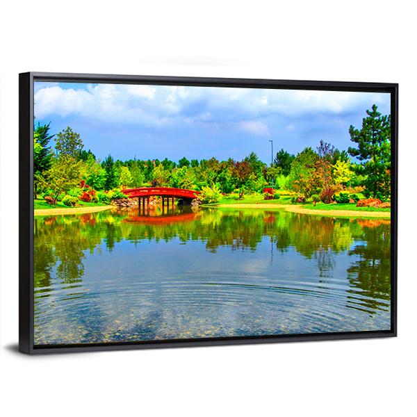 View Of Japanese Garden Canvas Wall Art-3 Horizontal-Gallery Wrap-25" x 16"-Tiaracle