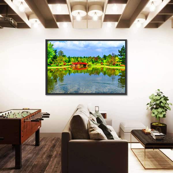 View Of Japanese Garden Canvas Wall Art-3 Horizontal-Gallery Wrap-25" x 16"-Tiaracle