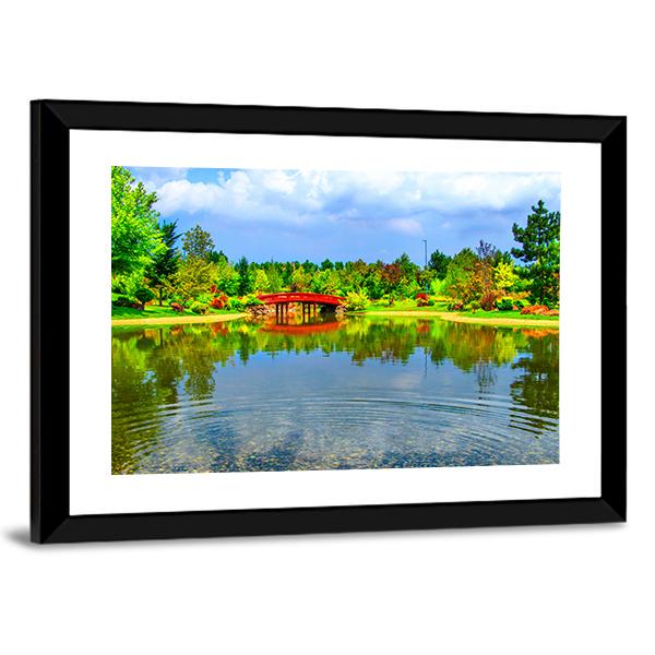 View Of Japanese Garden Canvas Wall Art-3 Horizontal-Gallery Wrap-25" x 16"-Tiaracle