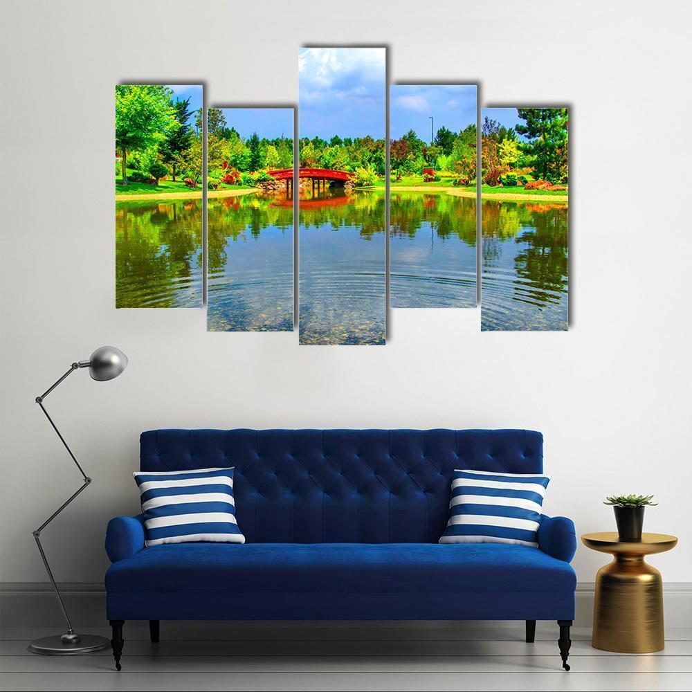 View Of Japanese Garden Canvas Wall Art-5 Pop-Gallery Wrap-47" x 32"-Tiaracle