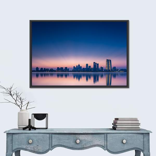 View Of Jinji Lake In Suzhou City Canvas Wall Art-1 Piece-Floating Frame-24" x 16"-Tiaracle