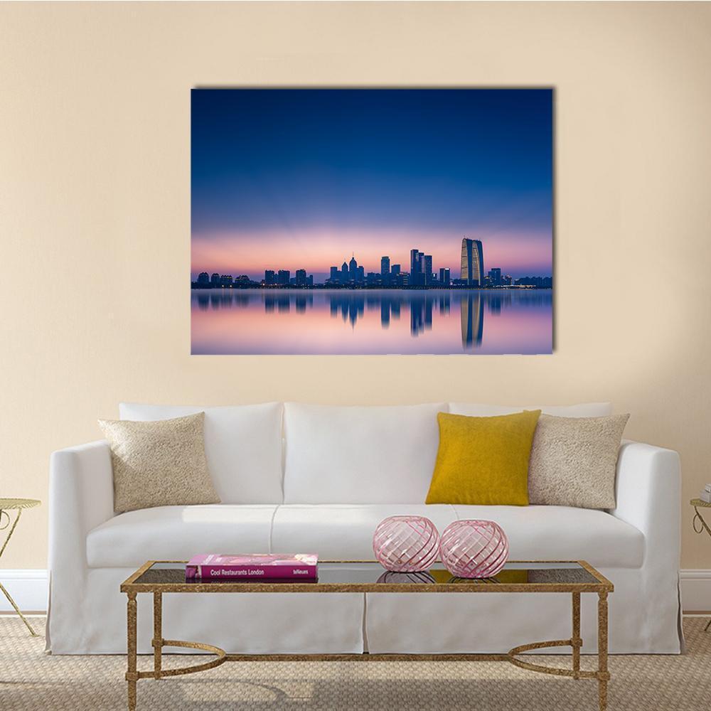 View Of Jinji Lake In Suzhou City Canvas Wall Art-1 Piece-Gallery Wrap-48" x 32"-Tiaracle