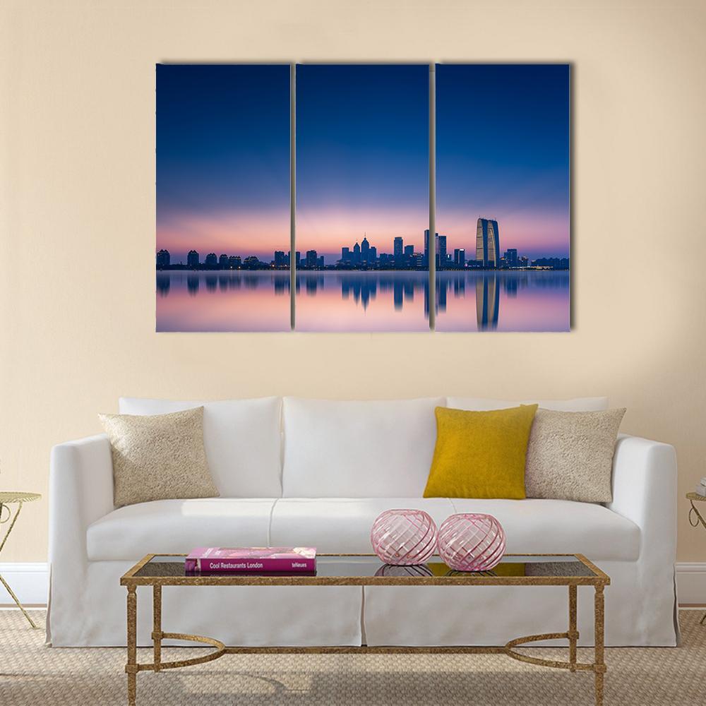 View Of Jinji Lake In Suzhou City Canvas Wall Art-3 Horizontal-Gallery Wrap-37" x 24"-Tiaracle