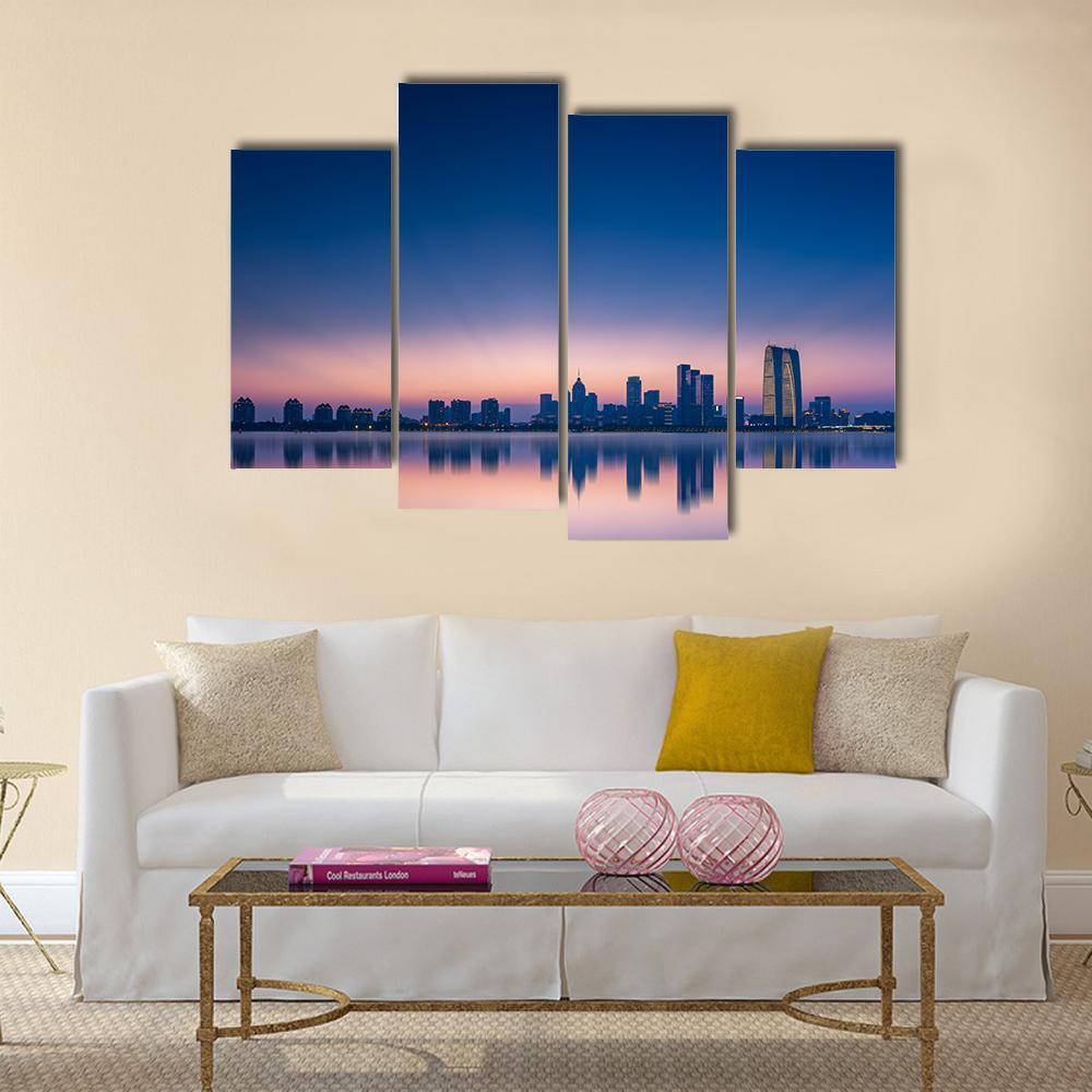 View Of Jinji Lake In Suzhou City Canvas Wall Art-4 Pop-Gallery Wrap-50" x 32"-Tiaracle