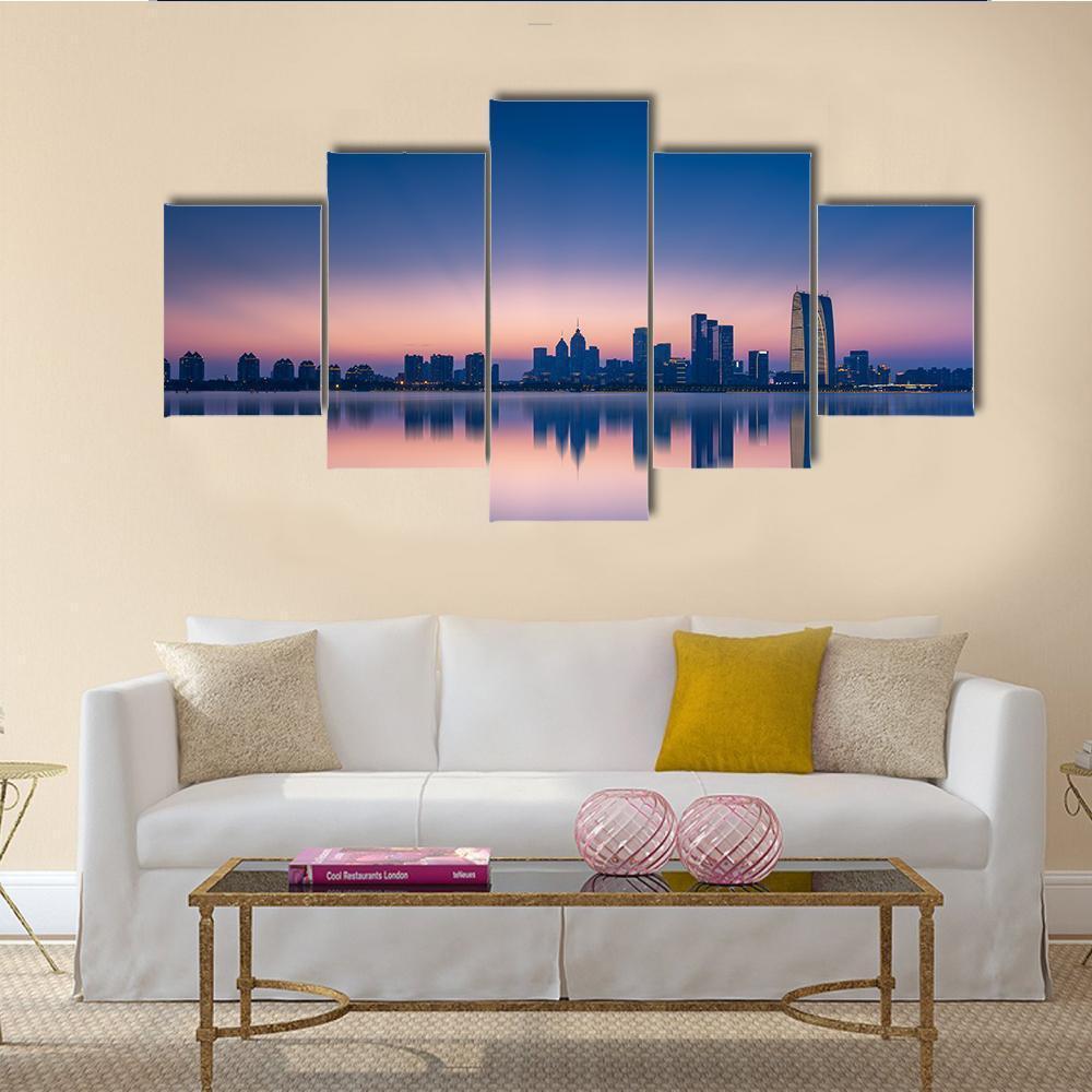 View Of Jinji Lake In Suzhou City Canvas Wall Art-5 Star-Gallery Wrap-62" x 32"-Tiaracle