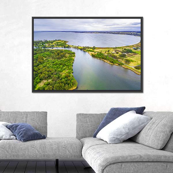 View Of Jones Bay At Gippsland Lakes Reserve Canvas Wall Art-3 Horizontal-Gallery Wrap-25&quot; x 16&quot;-Tiaracle
