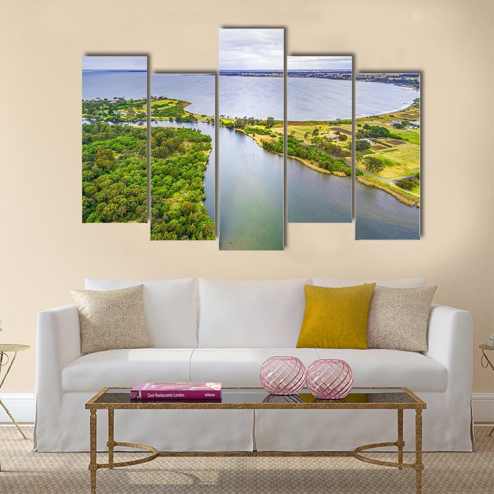 View Of Jones Bay At Gippsland Lakes Reserve Canvas Wall Art-5 Pop-Gallery Wrap-47&quot; x 32&quot;-Tiaracle