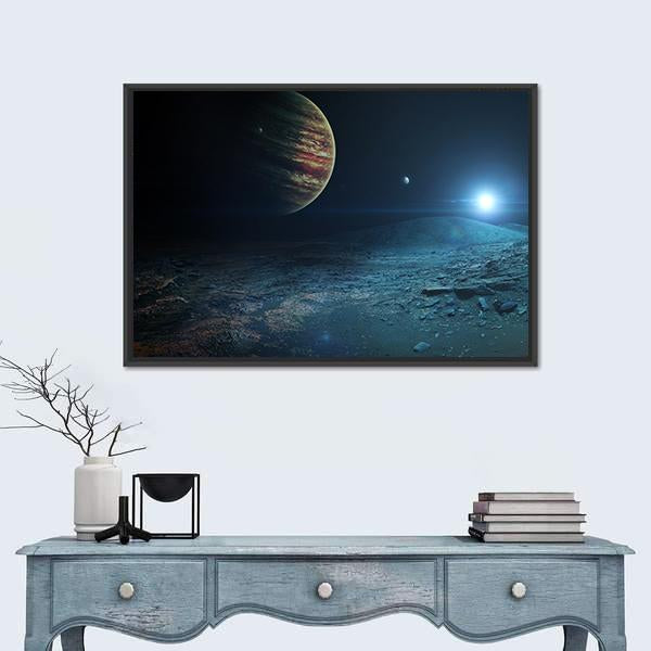 View Of Jupiter From Ganymede Canvas Wall Art-3 Horizontal-Gallery Wrap-25" x 16"-Tiaracle