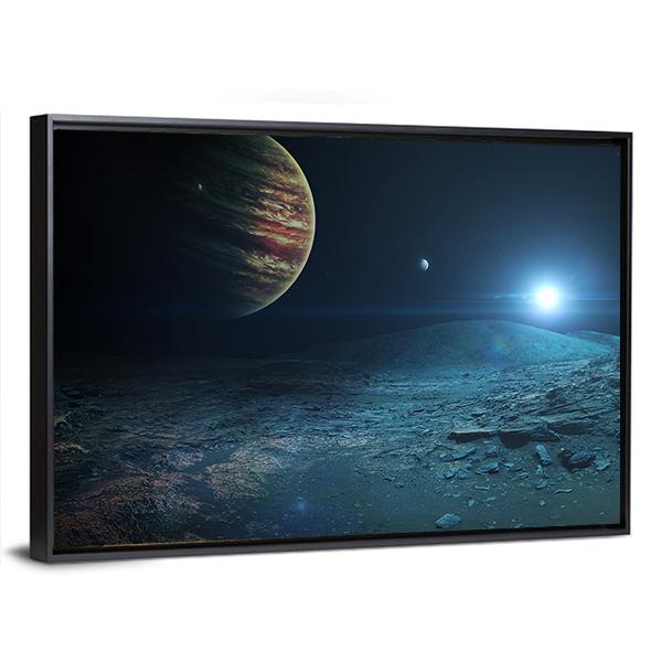 View Of Jupiter From Ganymede Canvas Wall Art-3 Horizontal-Gallery Wrap-25" x 16"-Tiaracle