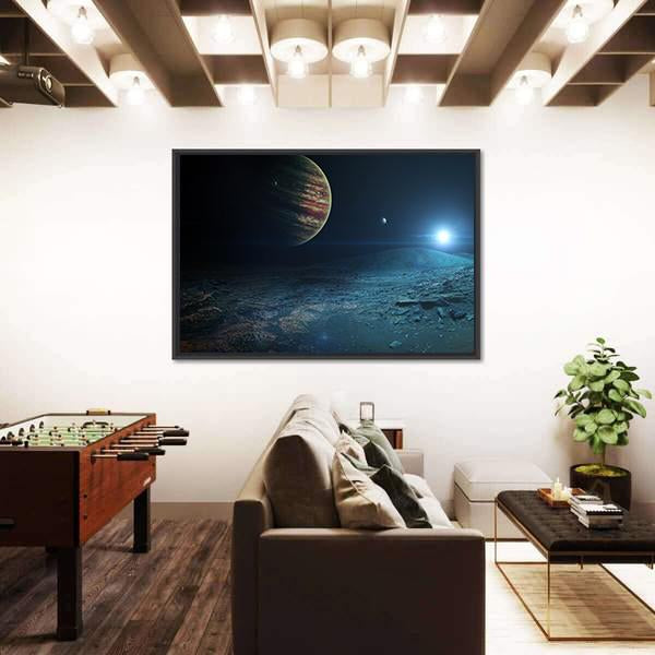 View Of Jupiter From Ganymede Canvas Wall Art-3 Horizontal-Gallery Wrap-25" x 16"-Tiaracle