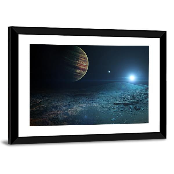 View Of Jupiter From Ganymede Canvas Wall Art-3 Horizontal-Gallery Wrap-25" x 16"-Tiaracle