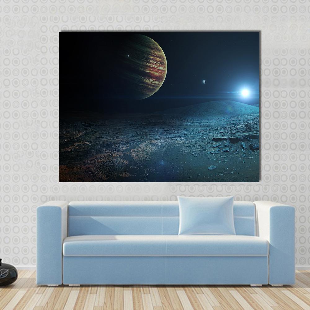 View Of Jupiter From Ganymede Canvas Wall Art-1 Piece-Gallery Wrap-48" x 32"-Tiaracle