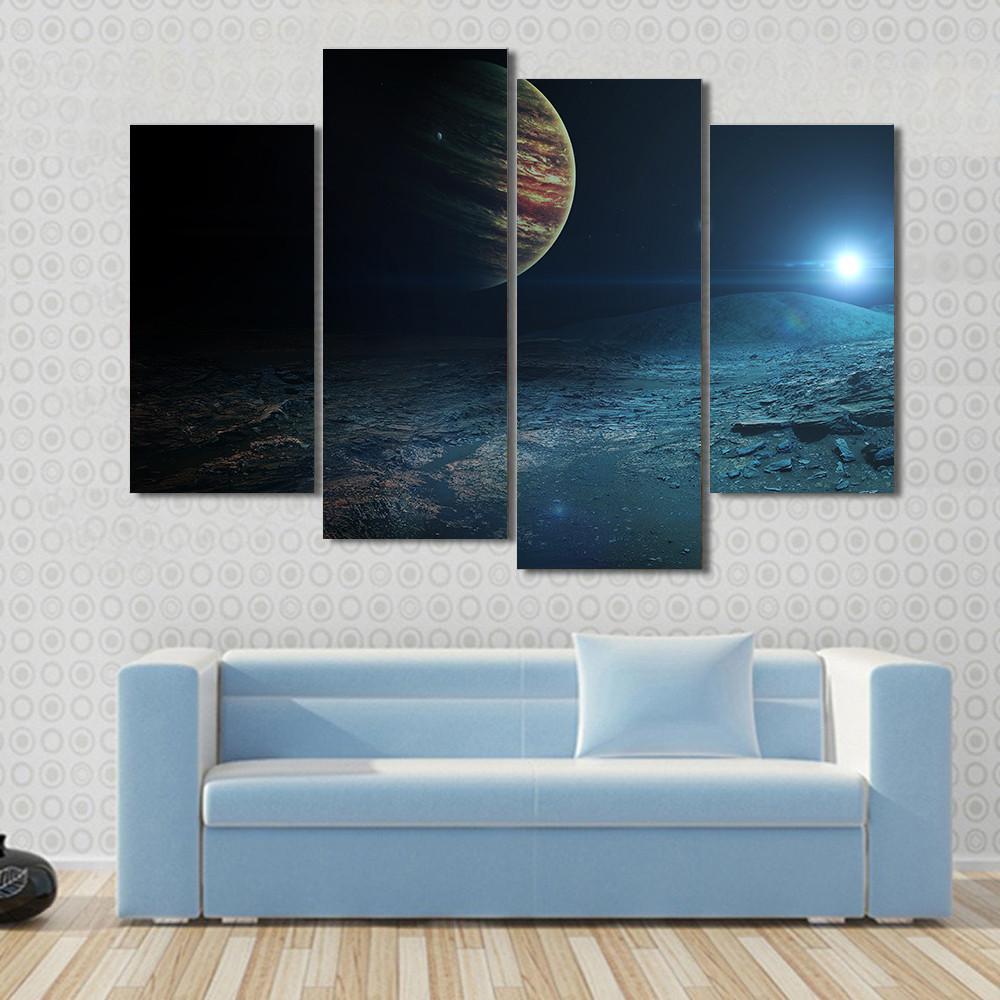 View Of Jupiter From Ganymede Canvas Wall Art-4 Pop-Gallery Wrap-50" x 32"-Tiaracle