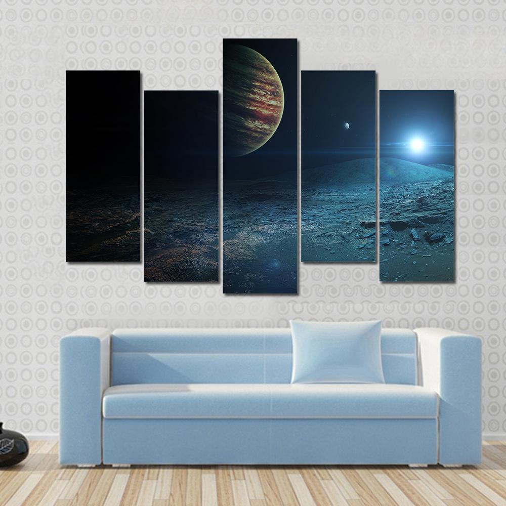 View Of Jupiter From Ganymede Canvas Wall Art-5 Pop-Gallery Wrap-47" x 32"-Tiaracle