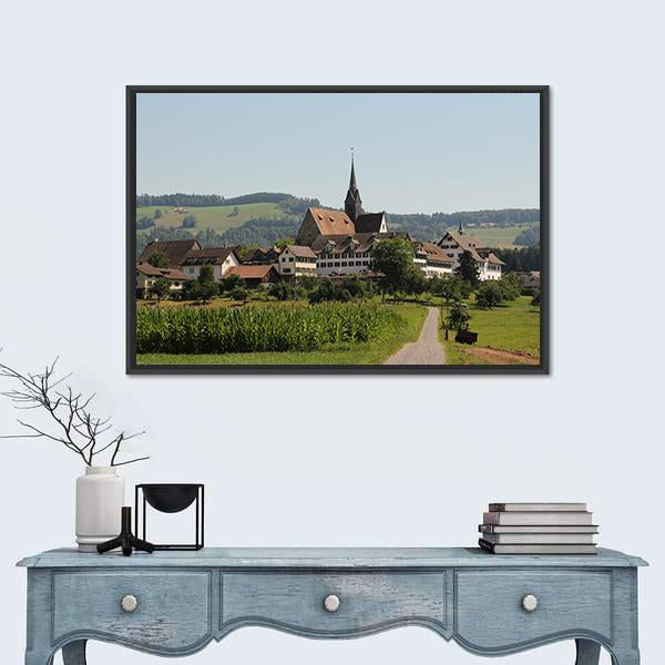 View of Kappel Monastery In Switzerland Canvas Wall Art-1 Piece-Floating Frame-24" x 16"-Tiaracle