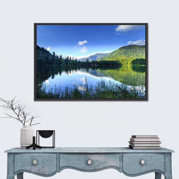 View Of Karagol Black Lake Canvas Wall Art-1 Piece-Floating Frame-24" x 16"-Tiaracle