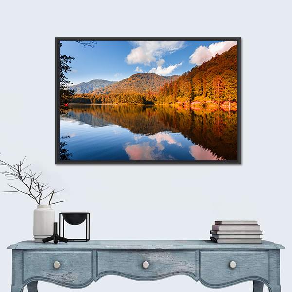 View Of Karagol Black Lake Canvas Wall Art-1 Piece-Floating Frame-24" x 16"-Tiaracle