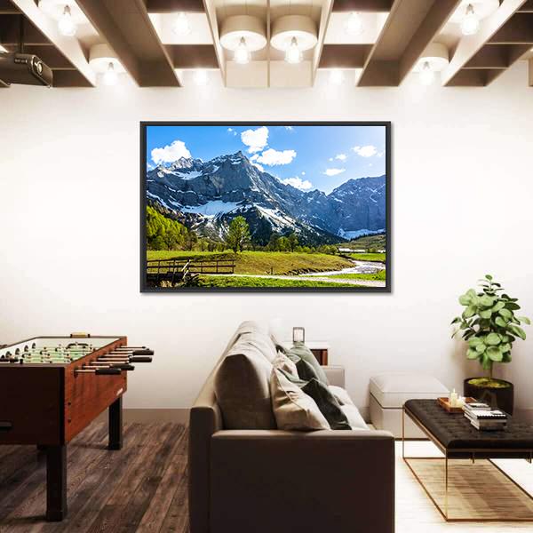View Of Karwendel Mountains In Austria Canvas Wall Art-3 Horizontal-Gallery Wrap-25" x 16"-Tiaracle
