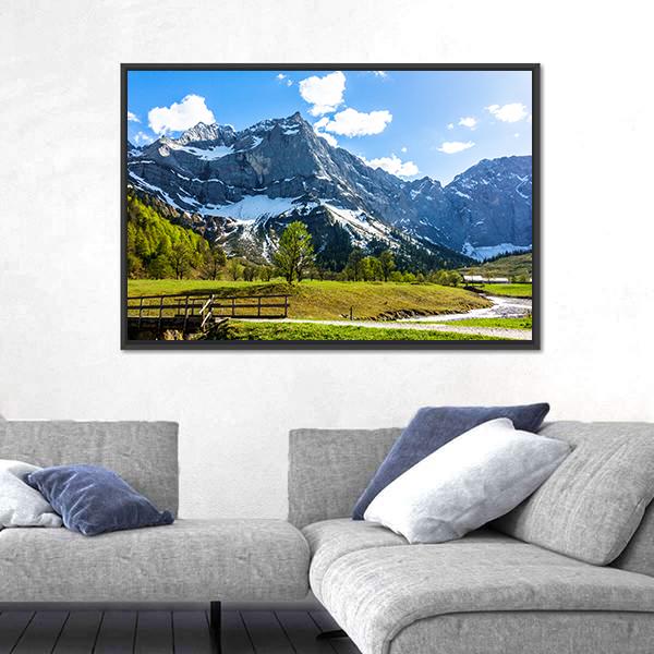 View Of Karwendel Mountains In Austria Canvas Wall Art-3 Horizontal-Gallery Wrap-25" x 16"-Tiaracle