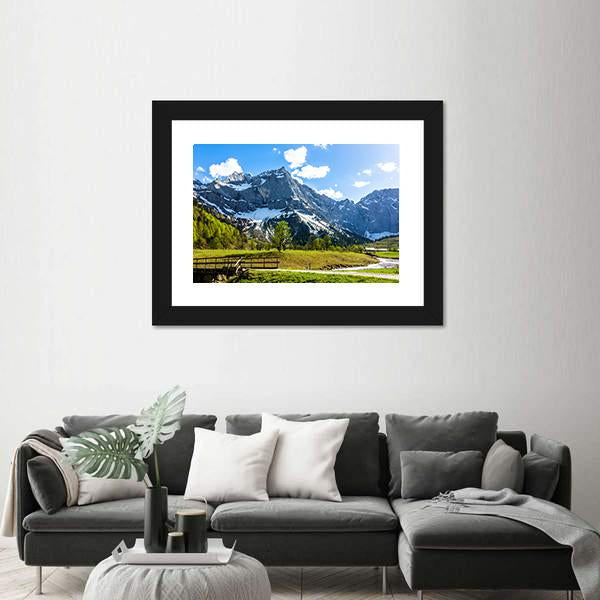View Of Karwendel Mountains In Austria Canvas Wall Art-3 Horizontal-Gallery Wrap-25" x 16"-Tiaracle