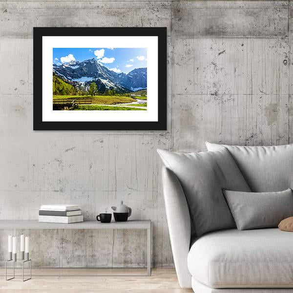 View Of Karwendel Mountains In Austria Canvas Wall Art-3 Horizontal-Gallery Wrap-25" x 16"-Tiaracle