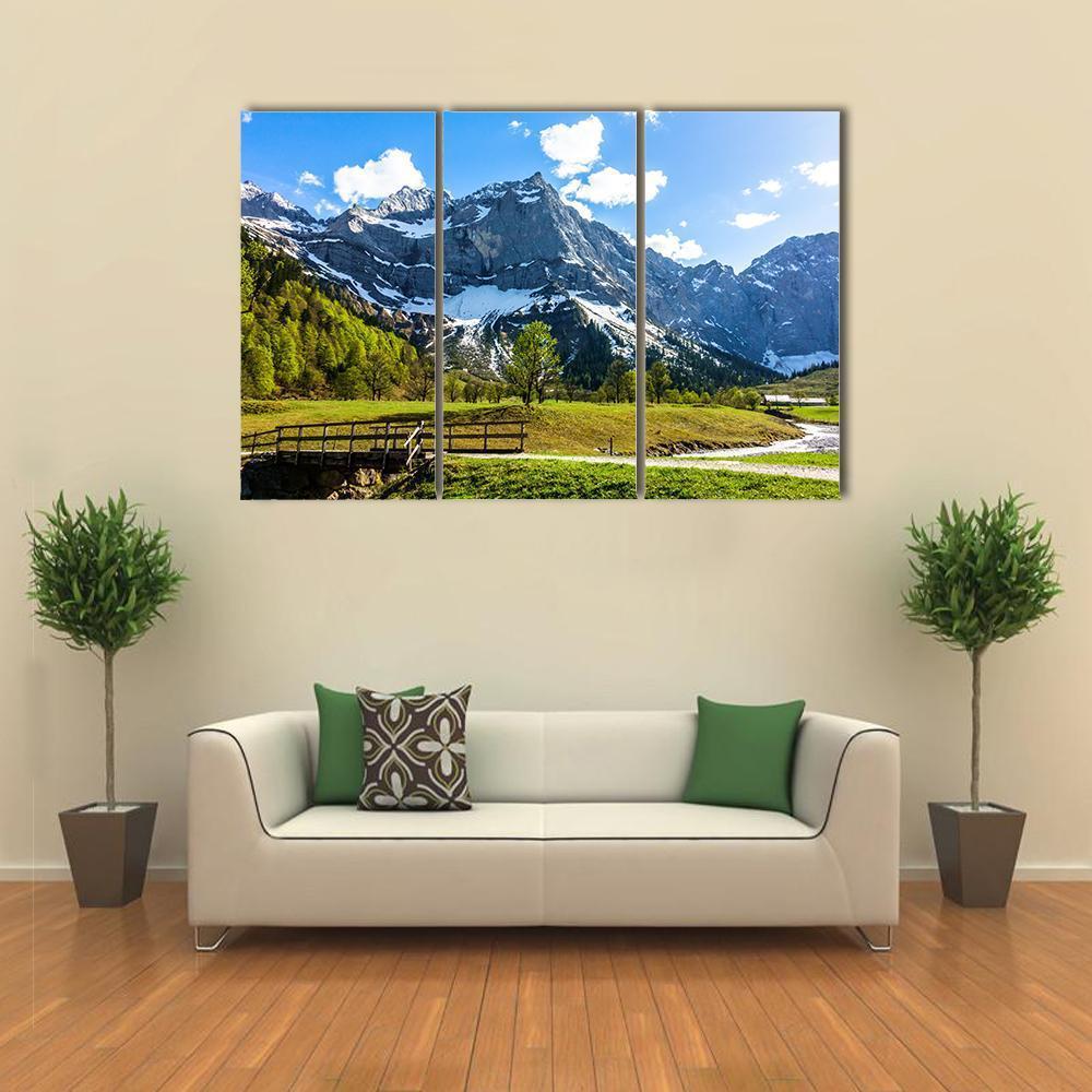 View Of Karwendel Mountains In Austria Canvas Wall Art-3 Horizontal-Gallery Wrap-37" x 24"-Tiaracle