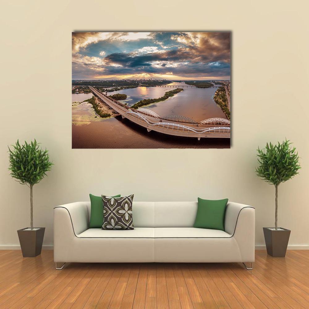 View Of Kiev Bridge Canvas Wall Art-4 Horizontal-Gallery Wrap-34" x 24"-Tiaracle