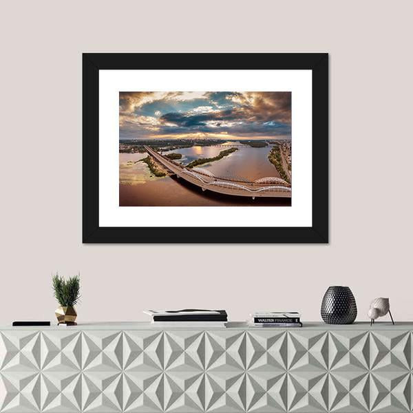 View Of Kiev Bridge Canvas Wall Art-1 Piece-Framed Print-20" x 16"-Tiaracle