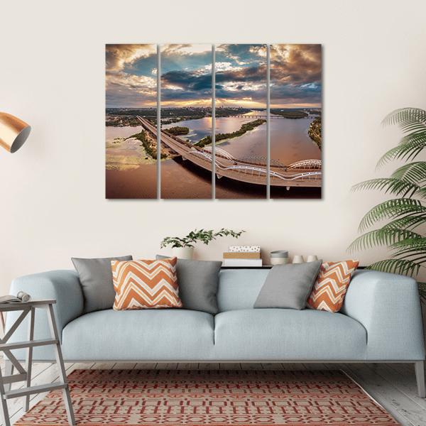 View Of Kiev Bridge Canvas Wall Art-4 Horizontal-Gallery Wrap-34" x 24"-Tiaracle